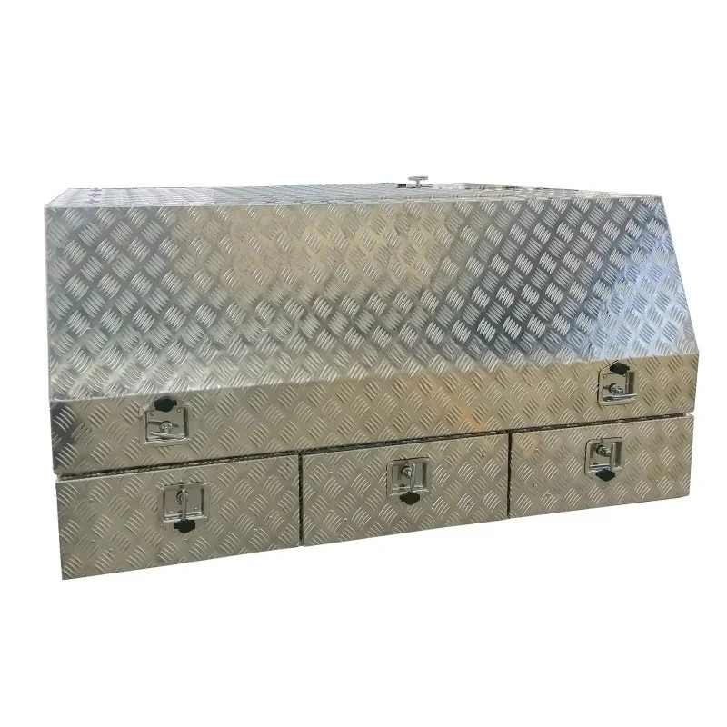 Caja de almacenamiento para camiones completamente abierta con cajones, caja de herramientas para remolque de camioneta, caja de herramientas de aleación de aluminio