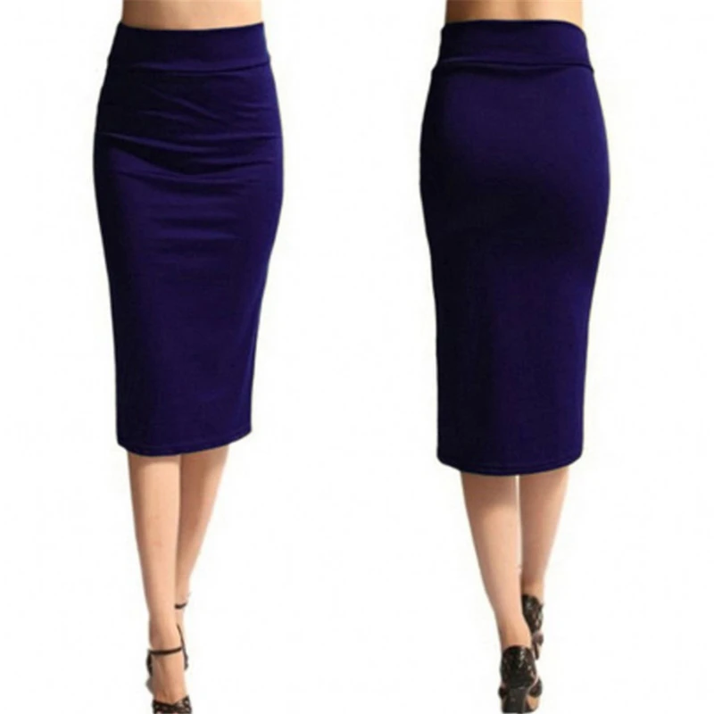 Women Skirt Bodycon Skirt Office Female Slim Knee Length High Waist Stretch Sexy Pencil Skirts Jupe Femme