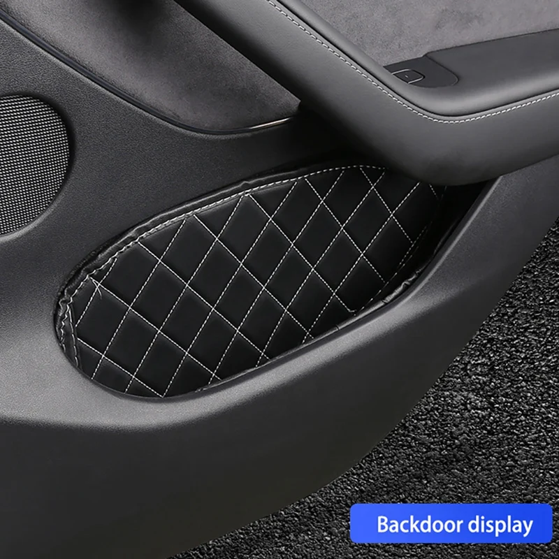 For Tesla Model 3/Y 2021 Car Door Cup PU Mat Gate Slot Pad Storage Box Mat Door Side Organizer 4Pcs/Set