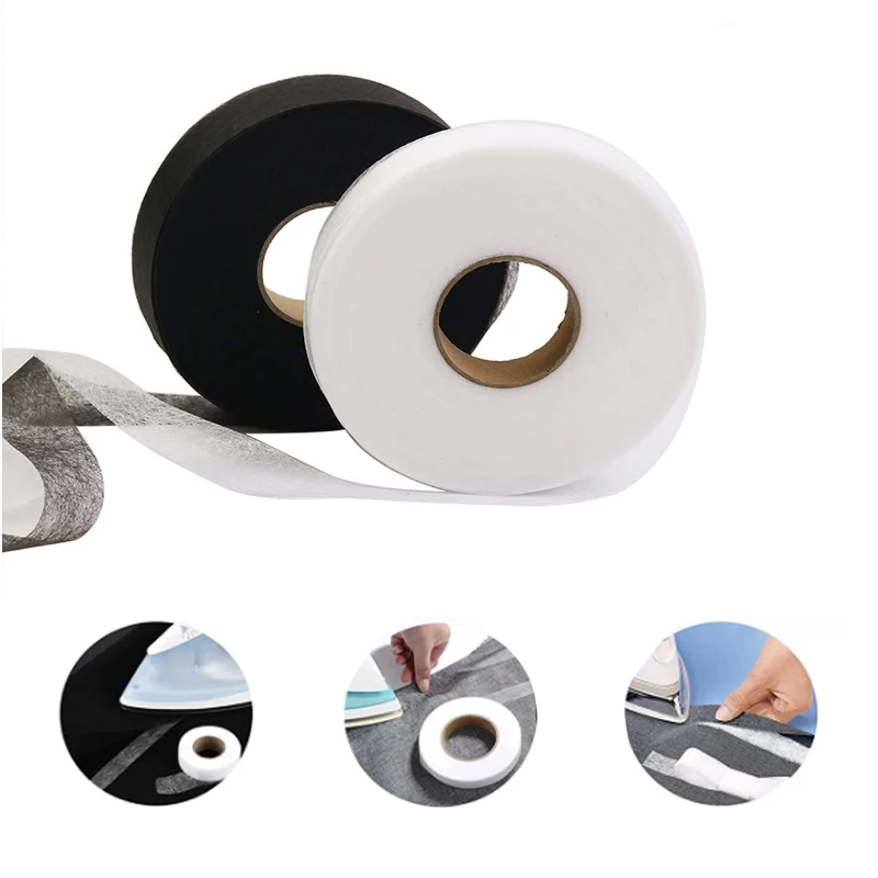 

70 Yard Black/White Double-sided Interlining Adhesive Fabric Clothes Iron On Hem Tape Interlining Web DIY Sewing Accessories