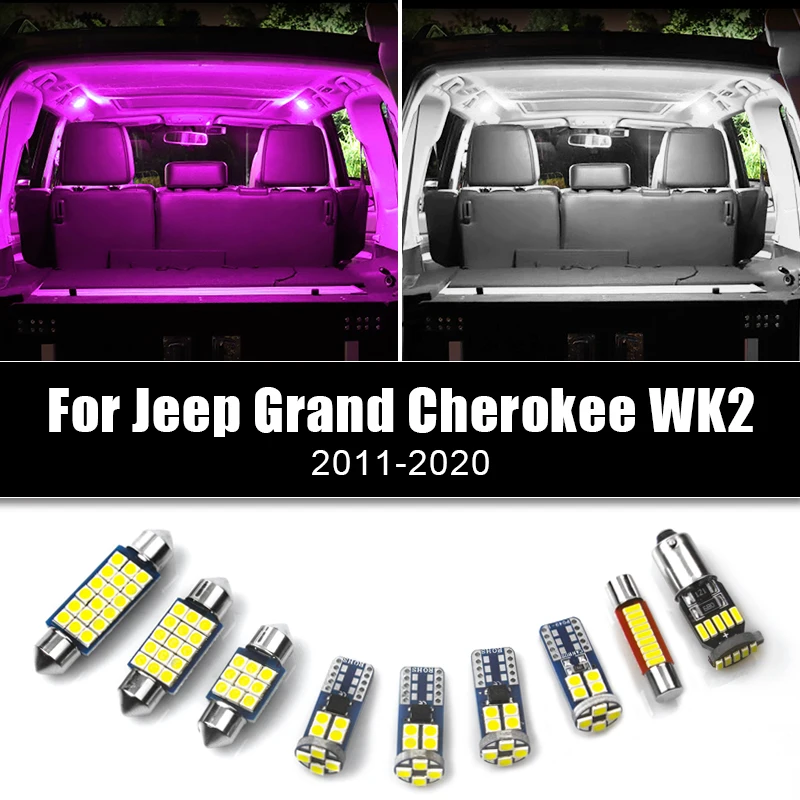 

For Jeep Grand Cherokee WK2 2011-2013 2014 2015 2016 2017 2018 2019 2020 6pcs Car LED Bulbs Reading Lamp Trunk Light Accessories