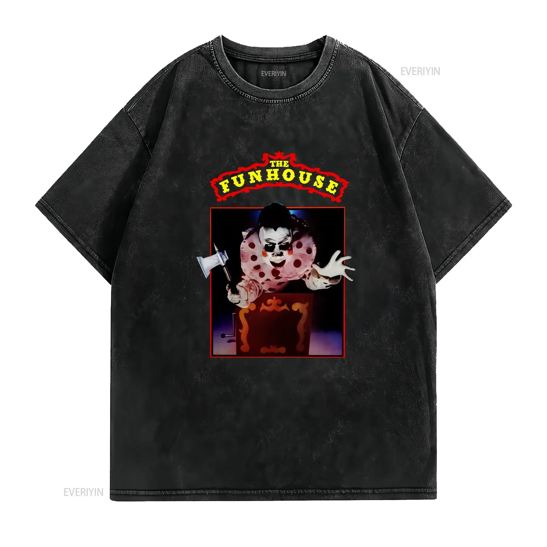 Funhouse Wardrobe Des Schreckens Horror Cult Movie T Shirt vintage Washed Stylish Top For Everyday Wear graphic Soft fashion
