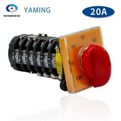 YMW28-20/6 Milling Machine Accessory 20A 6 Poles 8 Position Control Motor Speed Changeover Rotary Cam Switch T-16EXF64D-6