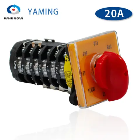 YMW28-20/6 Milling Machine Accessory 20A 6 Poles 8 Position Control Motor Speed Changeover Rotary Cam Switch T-16EXF64D-6