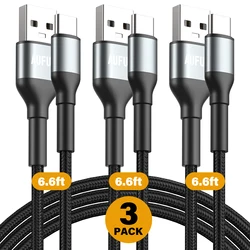 AUFU 3Pcs cavo USB tipo C per Huawei Honor Xiaomi Samsung 3A ricarica rapida caricatore USBC cavo dati cavo di tipo C cavo 6.6ft