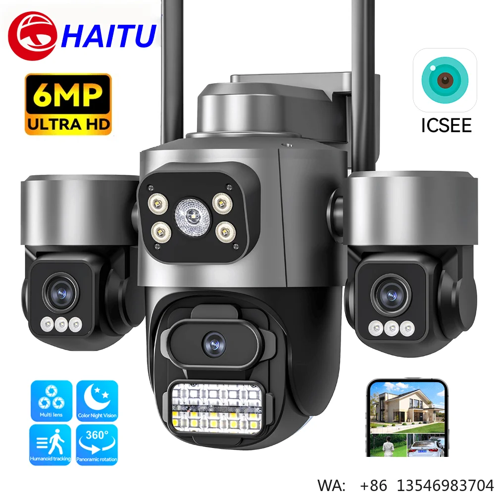 15MP Dome Outdoor Security Camera Full Color Night Vision Motion Detection Human Tracking Pan-Tilt IP67 WIFI CMOS SD Card