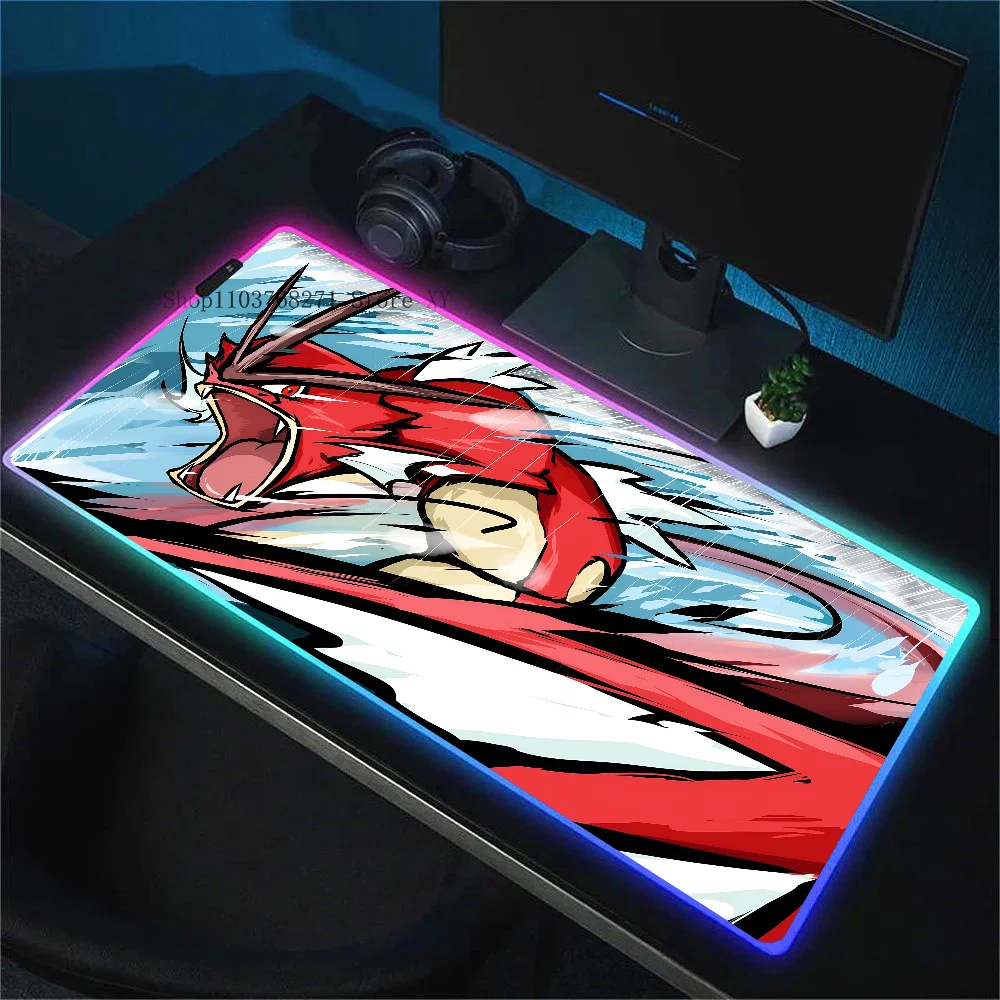 P-Pokemon Mousepad XXL RGB Gaming Mouse Pads HD Black Gamer Accessories Large LED