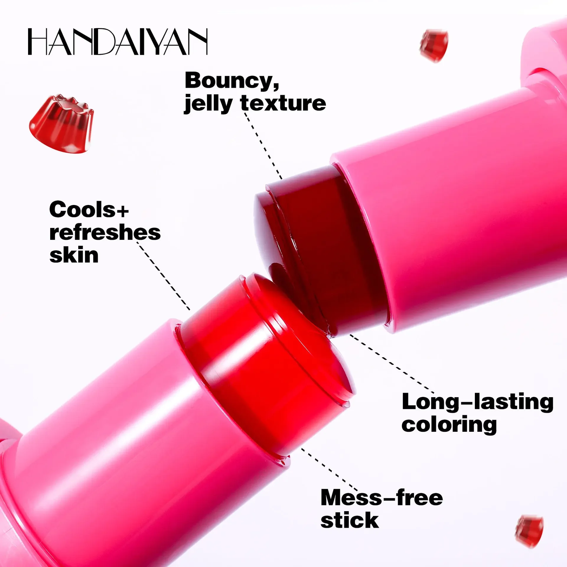 Labbra e guance Jelly Blush Stick Rossetto Gelatina Fard Stick Trucco, Water Jelly Tint Stick, Cosmetici leggeri a lunga durata