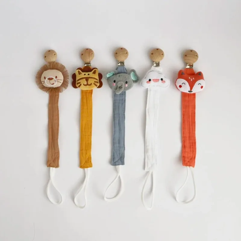 1 قطعة مشبك لهاية الطفل ، سلسلة لهاية الحيوانات الخشبية لحديثي الولادة من القطن ، حامل دمية مهديء الحلمة مادة صديقة للبيئة #3