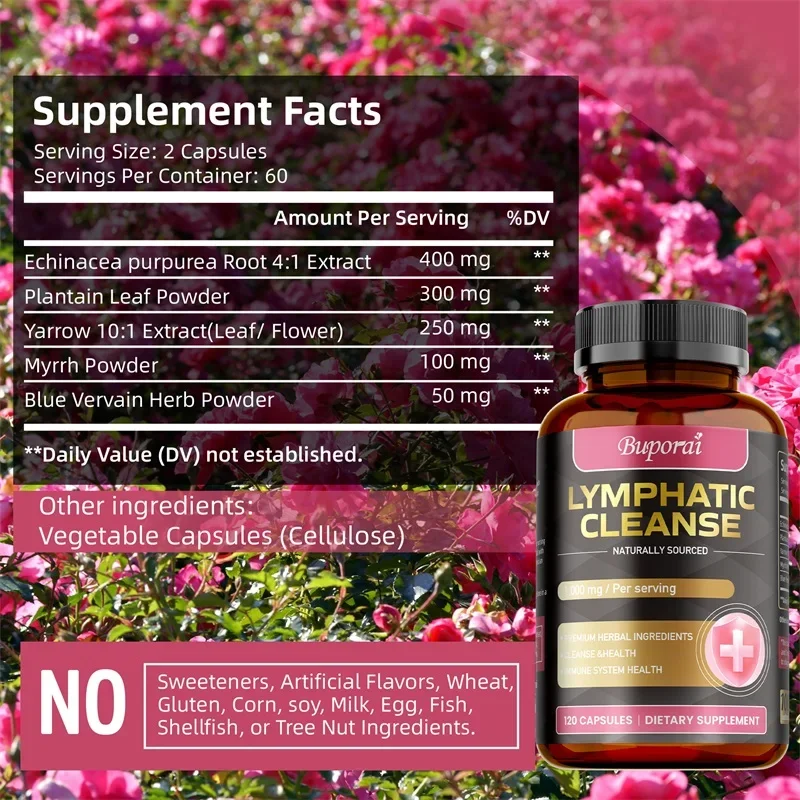 Limpieza linfática: apoya la salud de los nodos linfáticos y el equilibrio de fluidos, aumenta la inmunidad y promueve el bienestar general - 120 piezas