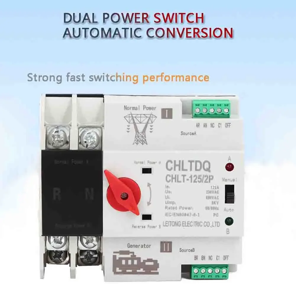 

2P Automatic Transfer Switch 230VAC 63A Dual Power Uninterruptible Transfer Switch Electrical Selector Uninterruptible Tools