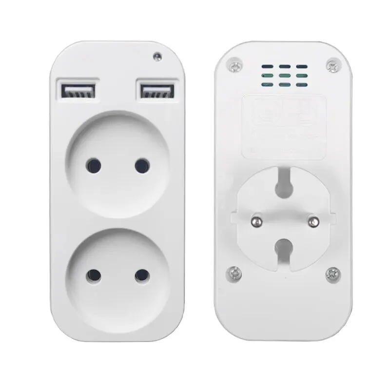 1pcs European Plug Conversion Plug Multifunctional Socket Portable Dual Usb Port German French Russian Universal Socket