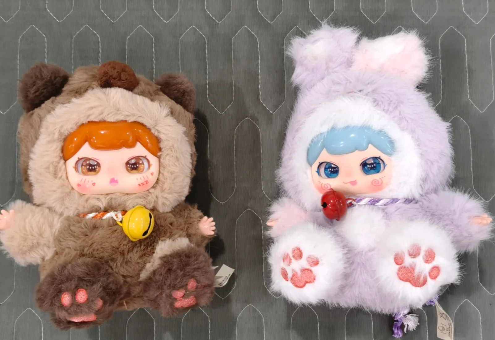 Bebê trêsufufu boa sorte sino série caixa cega de pelúcia vinil bonito boneca pingente caixa mistério brinquedo estatueta decorativa presente desktop