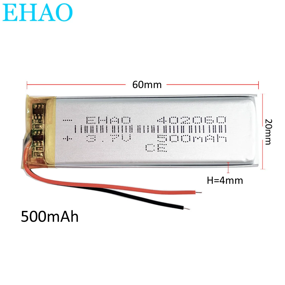 3.7V 500mAh 402060 litowo-polimerowa LiPo akumulatorowe ogniwa litowo-jonowe nadające się do kamery Mp3 smartwatch GPS PSP DVD Vedio