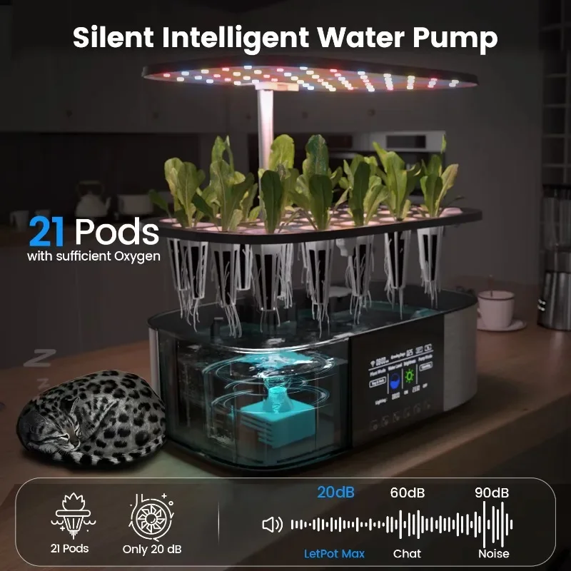 Sistema de cultivo hidropónico automático, 4 en 1, con Control por aplicación