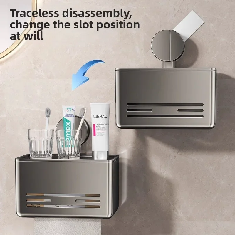 

for Bathroom Living Room Suction Cup Toilet Paper Holder with Drawer, Wall Mounted Tissue & Towel Storage Box