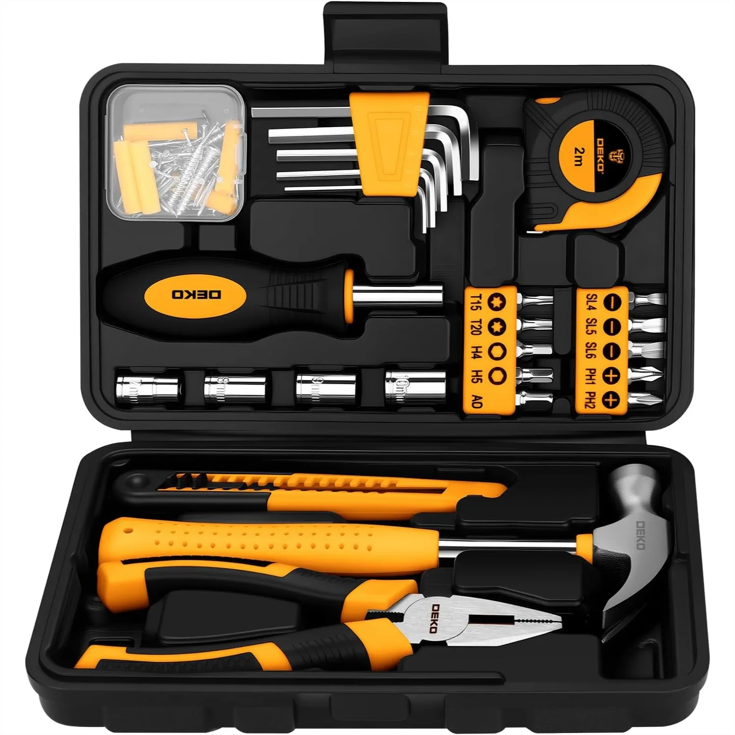 

94 Piece Tool Set Household DIY Tool Kit For Men With Storage Toolbox Small Basic Hand Tool Box Set For Home Repair Apartment Office Orange