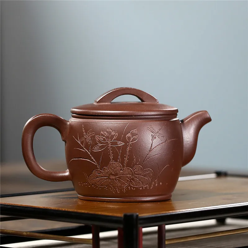 Yixing Famous Handmade Purple Clay Pot With Original Mine Bottom Trough, Qing Han Tile, 350cc Kung Fu Tea Set Gift