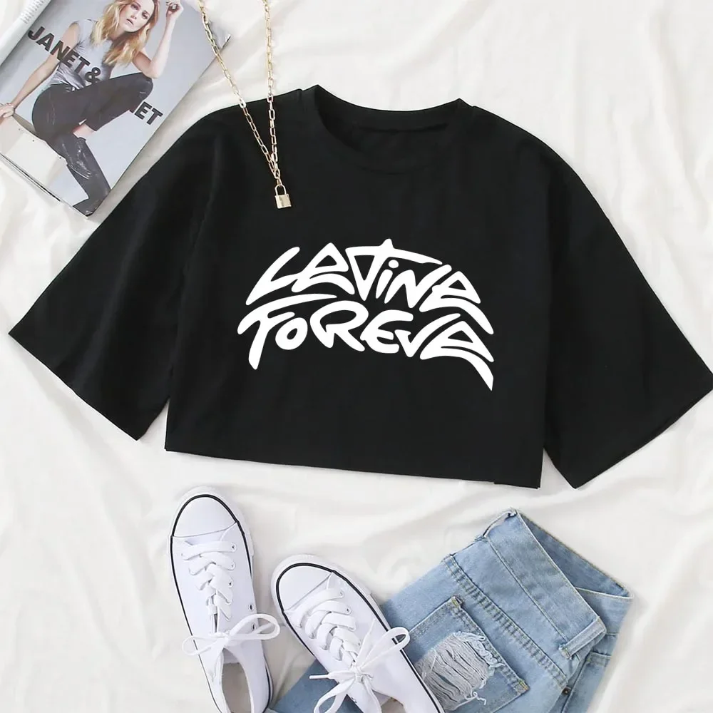 Karol G TROPICOQUETA Latina Foreva Crop Top Camisa sexy para niñas Camiseta sin mangas de verano