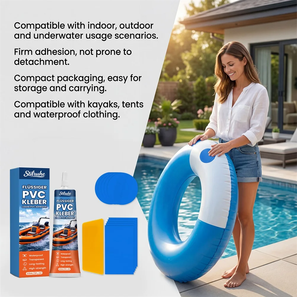 Inflatable Patch Repair Kit High-Strength Waterproof Adhesive Patch Vinyl Material Resists Tearing For Pools And Water Toys