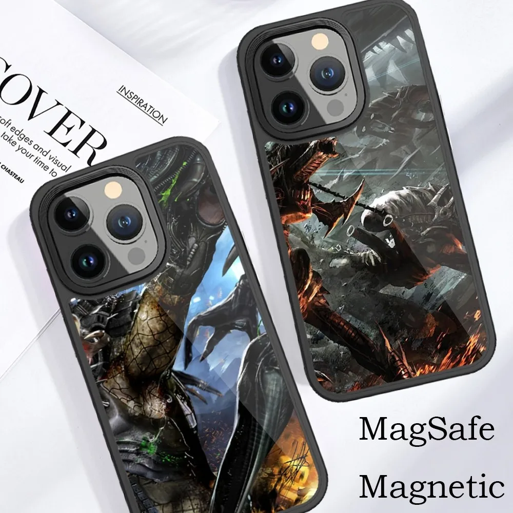 Alien vs Predator Phone Case For iPhone 15 14 13 12 11 Pro Max Plus Magnetic for Macsafe Cases Cover