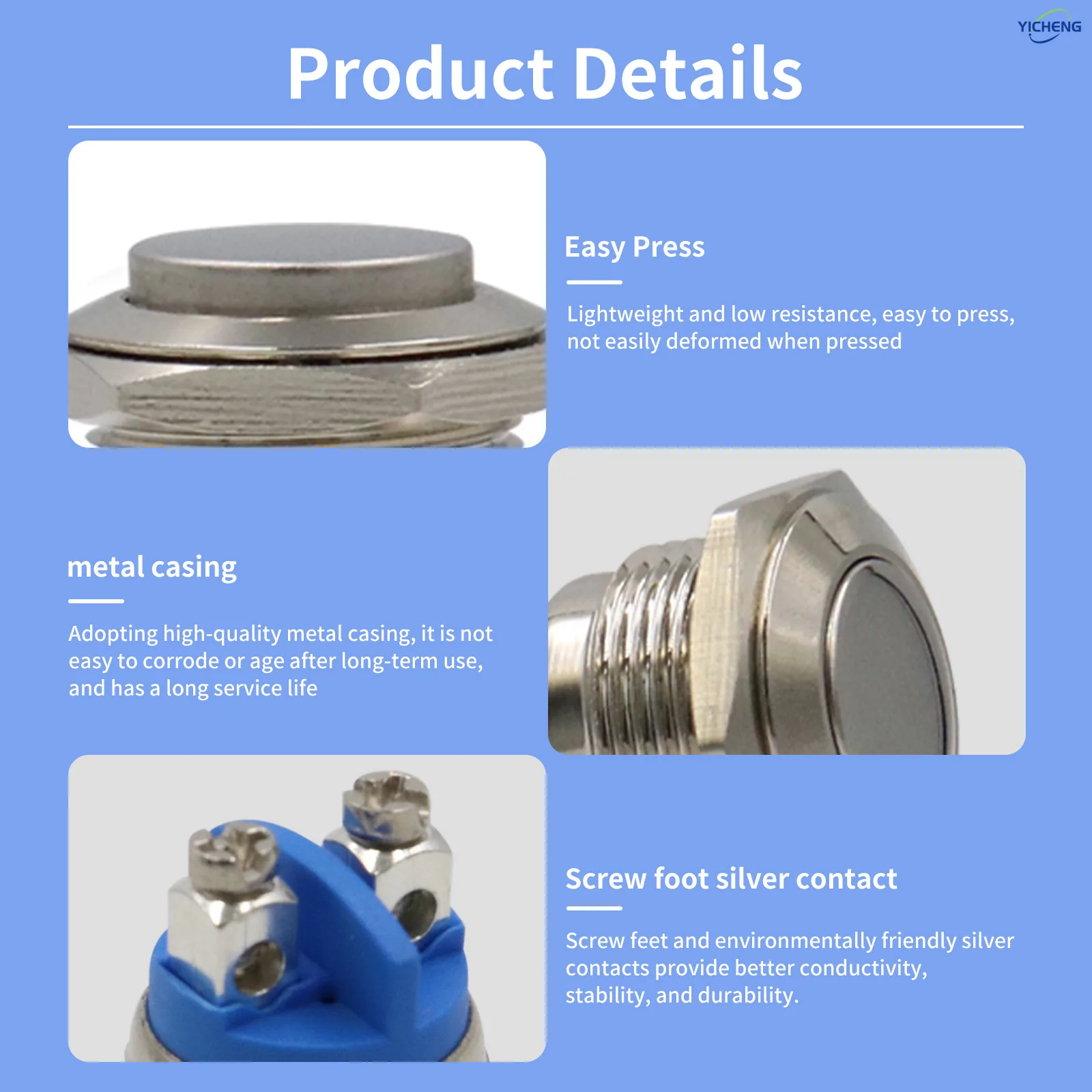 Picture 5: Metal button switch,wholesale 50Pcs/box ,hole size 16mm/19mm/22mm,custom made,Supports OEM.