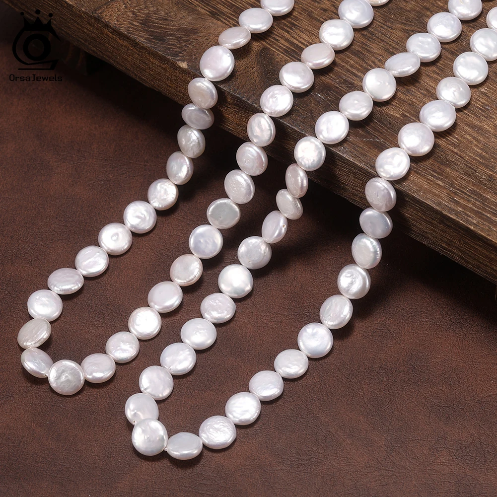 

ORSA JEWELS Natural Freshwater Pearl Round Baroque Strand Beads for Jewelry Making DIY 9-10mm Necklace Bracelet Accessory PP11