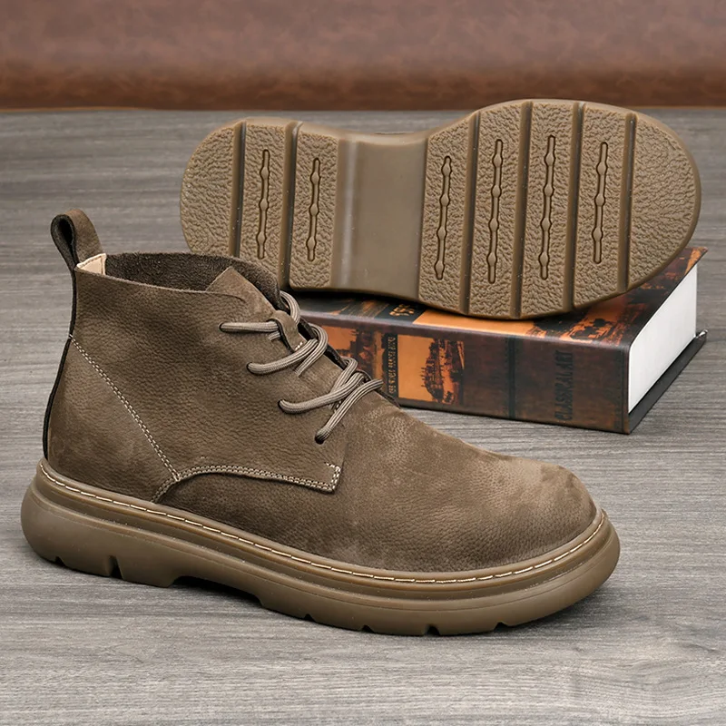 Short boots men's 2026 Spring and Autumn new style mid top British style low top leather shoes men's short boots