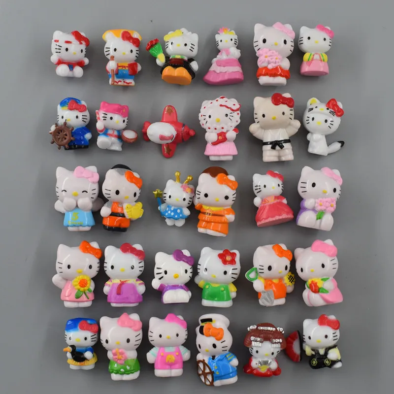 

50pcs Sanrio Figure Doll Hello Kitty Action Figure Random Cake Decor PVC Model Desktop Toy Kawaii Toy Kid Gift Bulk some defects