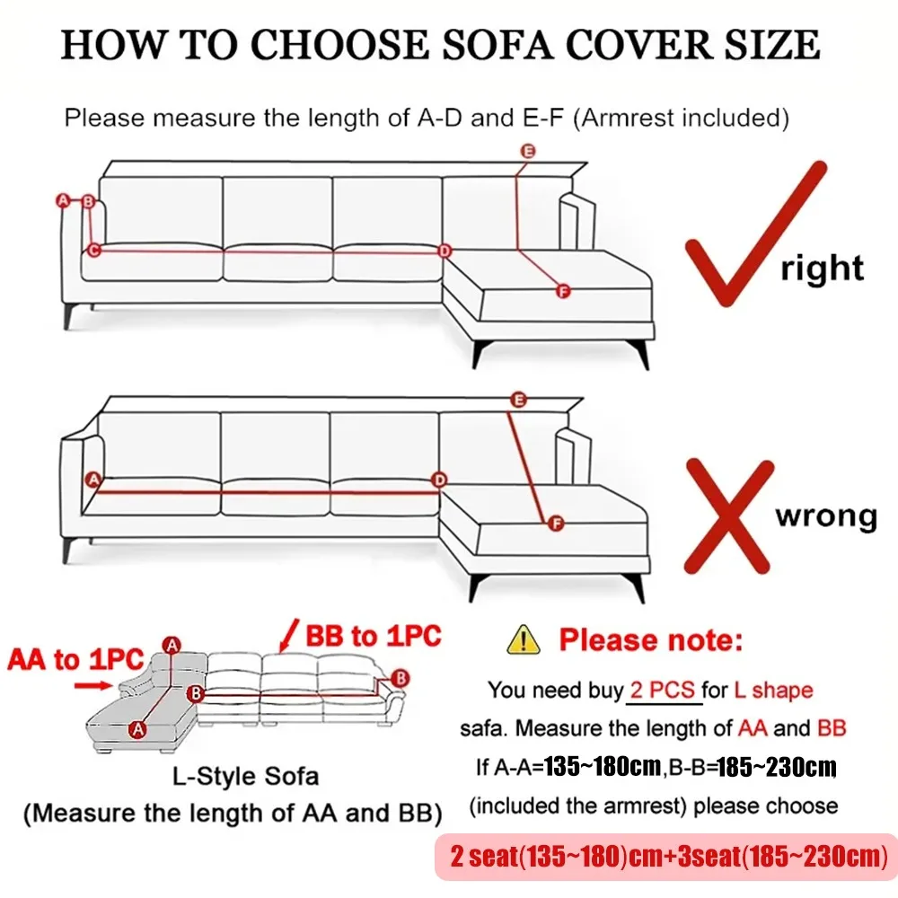 1/2/3/4 Seater Jacquard Sofa Covers All-inclusive Stretch Plain Sofa Couch Cover Anti-dust L-Shaped Sofa Corner Section Cover