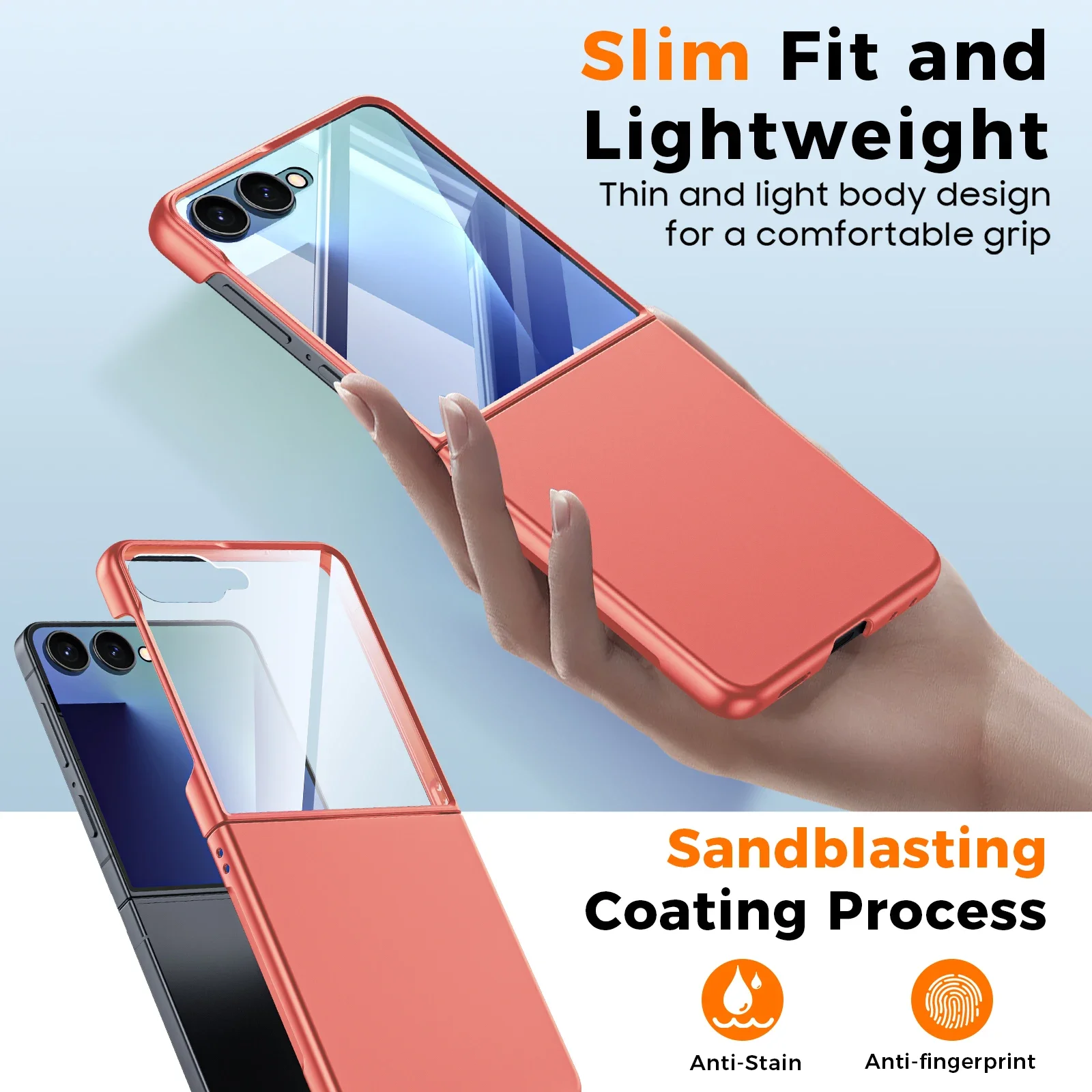جراب لهاتف Galaxy Z Flip 7 رفيع للغاية غير لامع، حماية قابلة للطي ضد الصدمات، غطاء صلب للكمبيوتر الشخصي، طبقة حماية عالية الدقة، حماية الكاميرا - وردي