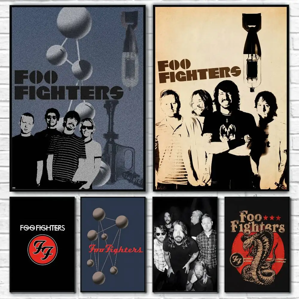 1 unidade de adesivo de pôster da banda Foo Fighters, impressão à prova d'água, arte de parede para sala de estar, quarto, decoração de casa