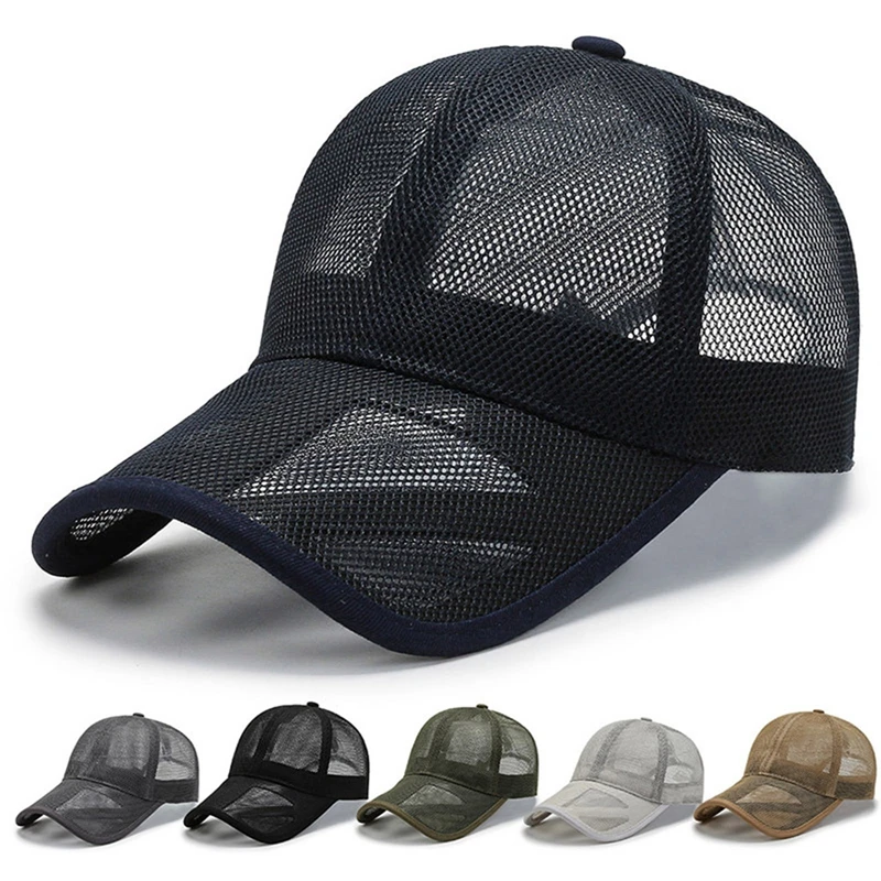 

Summer Full Mesh Baseball Cap Breathable Mesh Peaked Cap Men Outdoor Sports Quick Dry Cooling Sun Protection Hat Adjustable