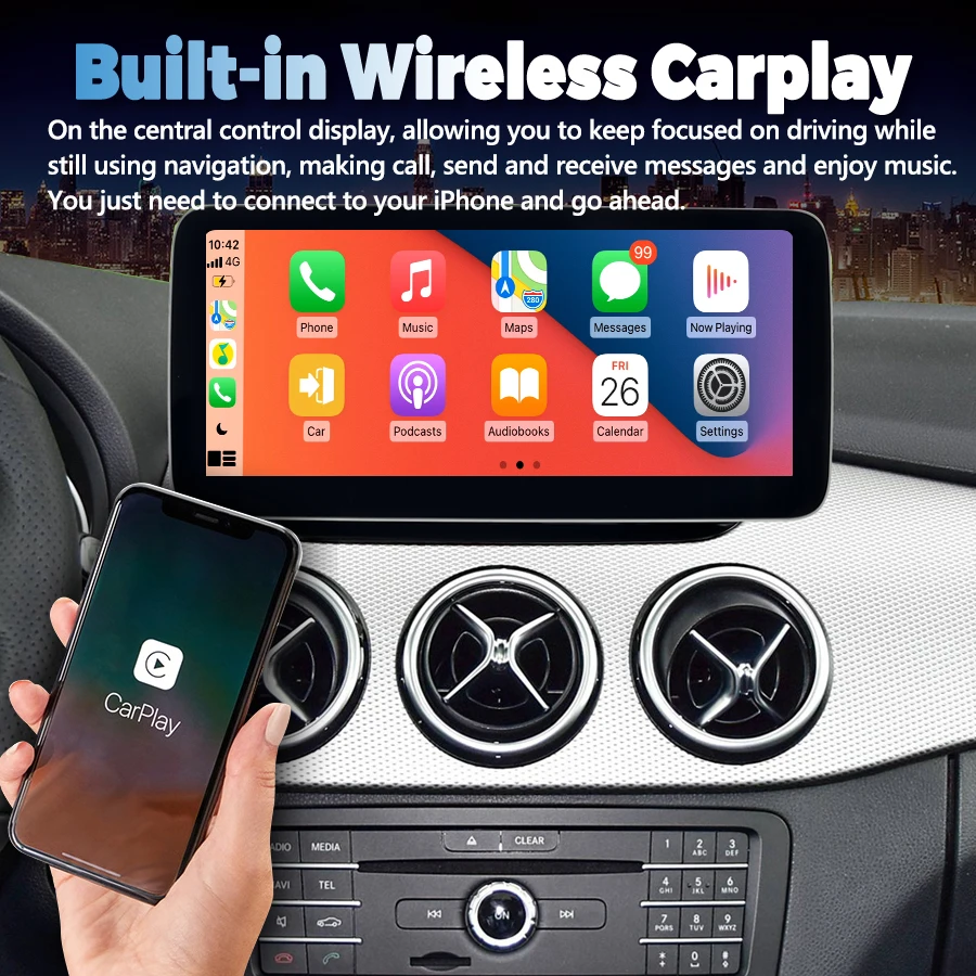 Android Auto Radio Car Central Multimedia Player Carplay For Mercedes Benz B Class W245 W246 4G Wifi GPS Intelligent Screen DSP