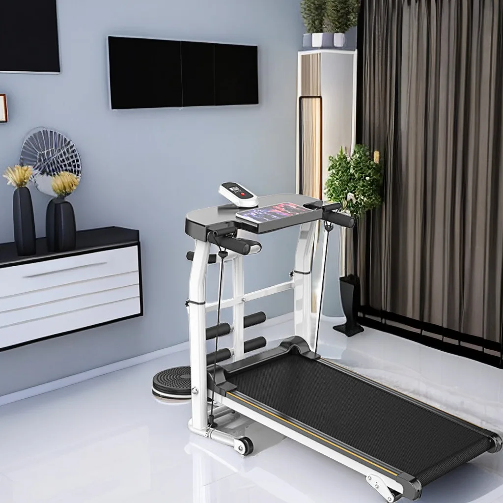 جهاز مشي مسطح داخلي للتمرين في صالة الألعاب الرياضية للاستخدام المنزلي 150 كجم جهاز سير رياضي ميكانيكي قابل للطي