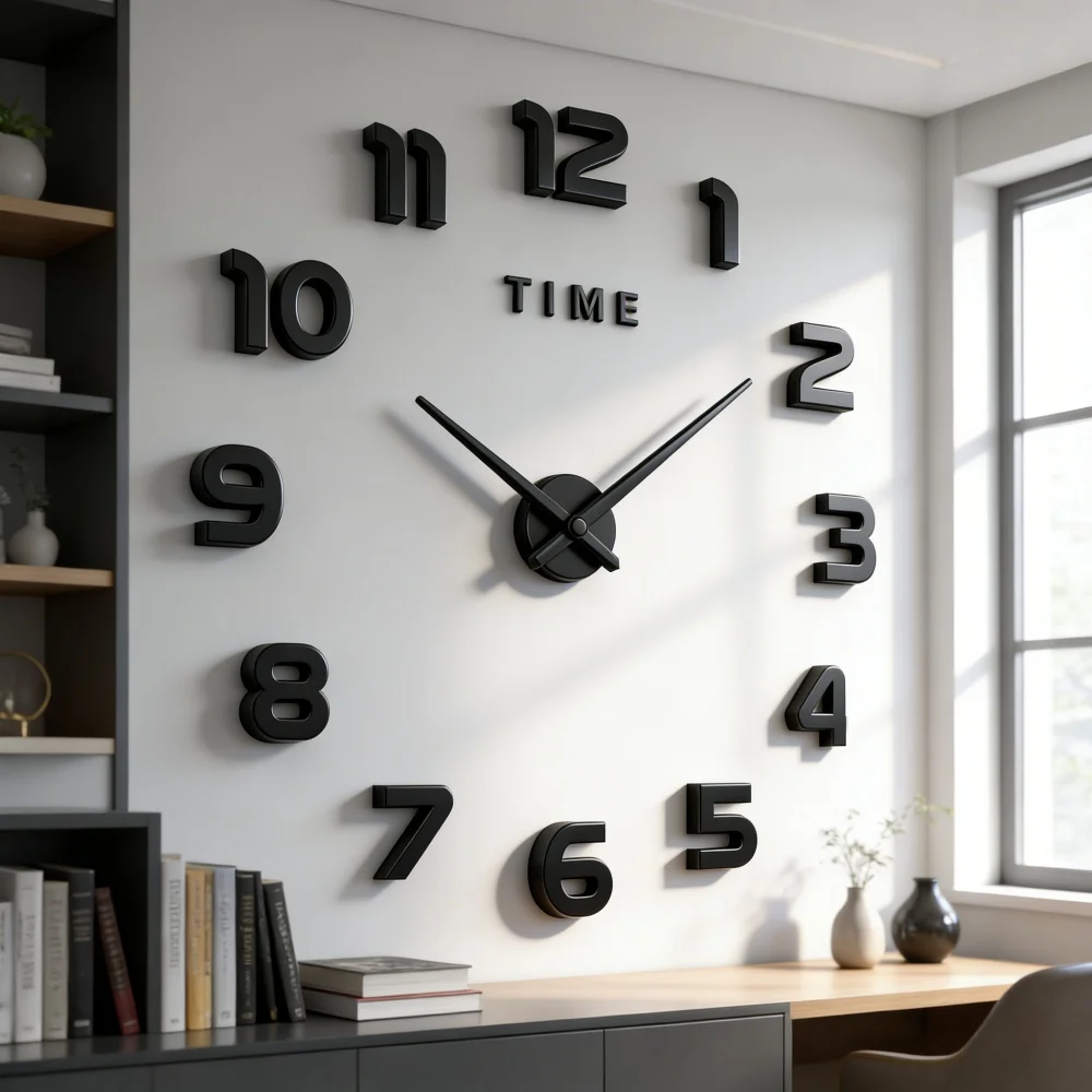 Large 3D Wall Clock Luminous Classic Wall Clocks DIY Digital Clock Wall Watches Stickers Silent Clock for Home Living Room Table