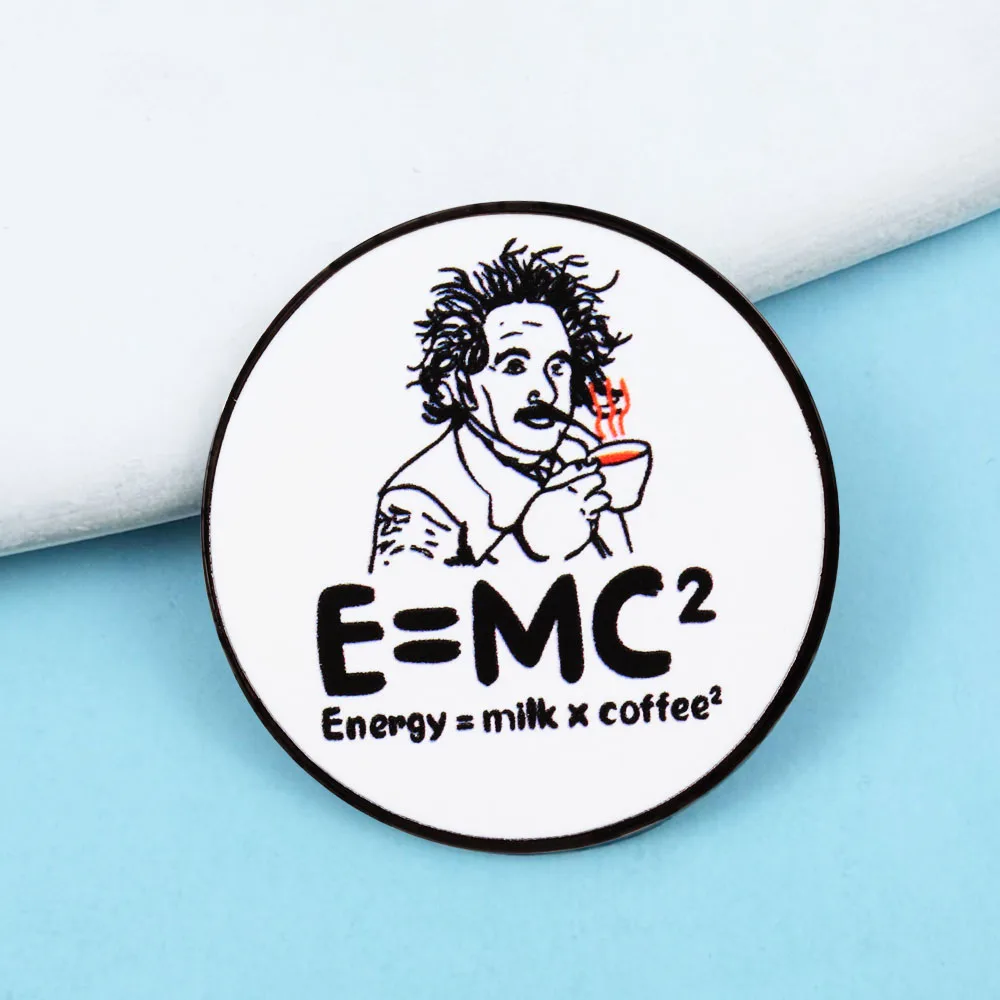 Pin Criativo Física Einstein: Fórmula de Energia, Pingente de Física, Joia de Moda com Design Original e Materiais Mistos