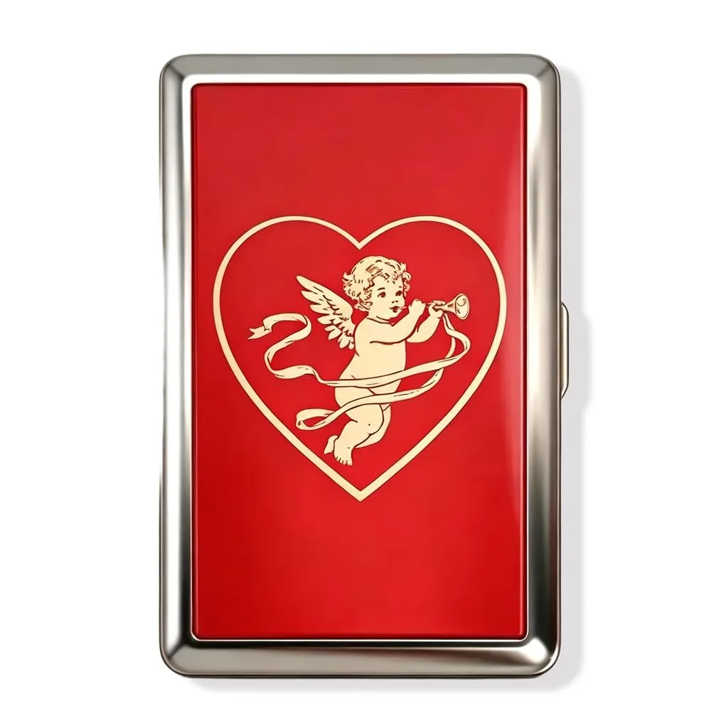 New Metal Vintage Card Case Portable Compact Metal Case Flip Open Vintage Printed Cash Case Pocket Carry