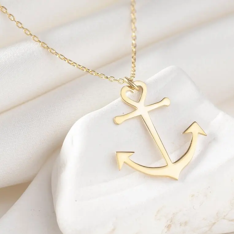 

High Polished Stainless Steel Stackable Custom Anchor Necklace Sailor Navy Necklace Ocean Nautical Fashion Jewelry Women Men