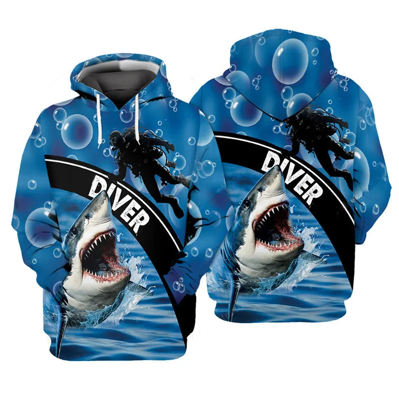 

Diving Personality Printed Hoodie Men Women Clothes Cool Streetwear Hooded Coat Graffiti Style Harajuku Trendy Hoodies 2025 New