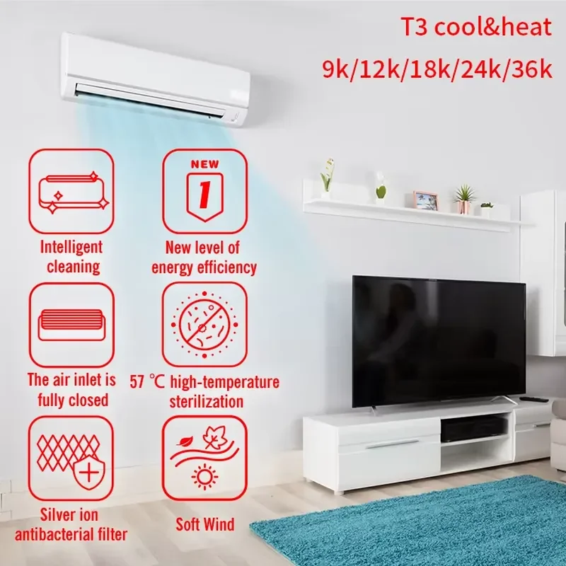 2026Portable Solar AC Powered Camping Mini Split Hybrid Air Conditioner with Panels and Battery for Homes