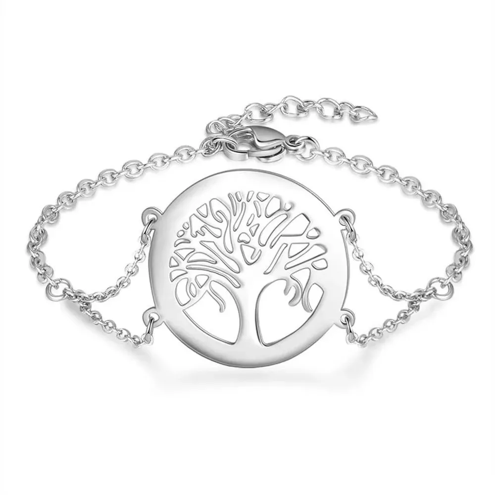 Customized Tree of Life Bracelet Personality Genealogy Bracelet Stainless Steel Adjustable Bracelet Jewelry Lady Mother's Day Gi