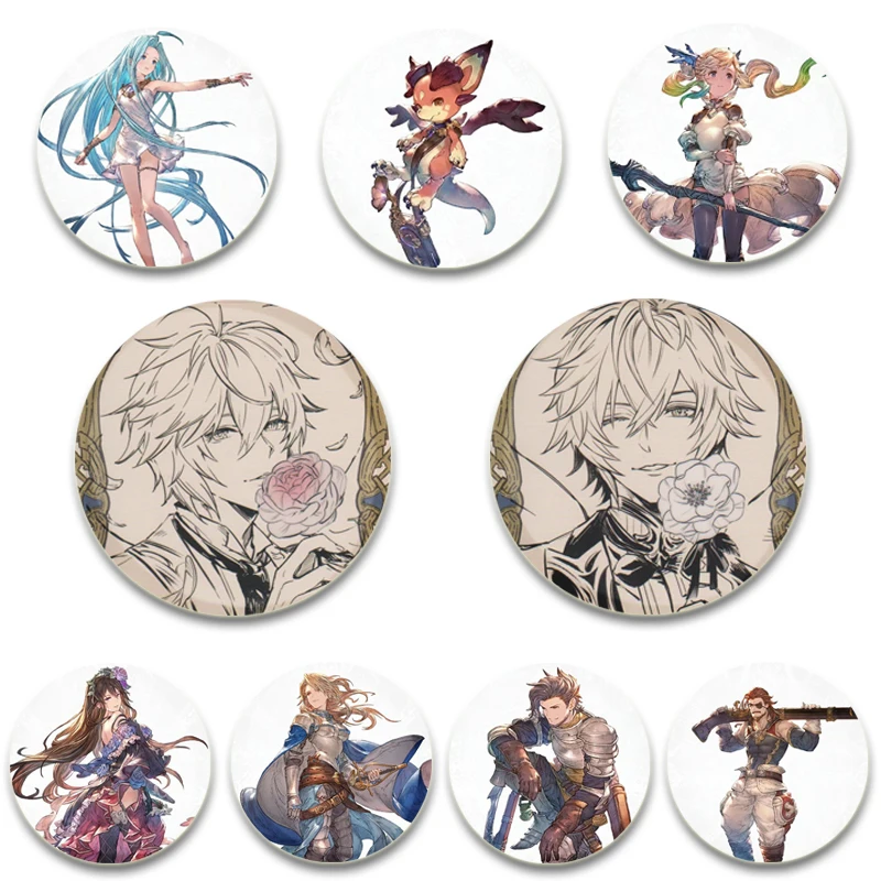 

32/44/58mm Anime Granblue Fantasy Simple Button Pin Snap in Design Brooch Daily Stylish Ornament Badge Accessories Jewelry Gifts