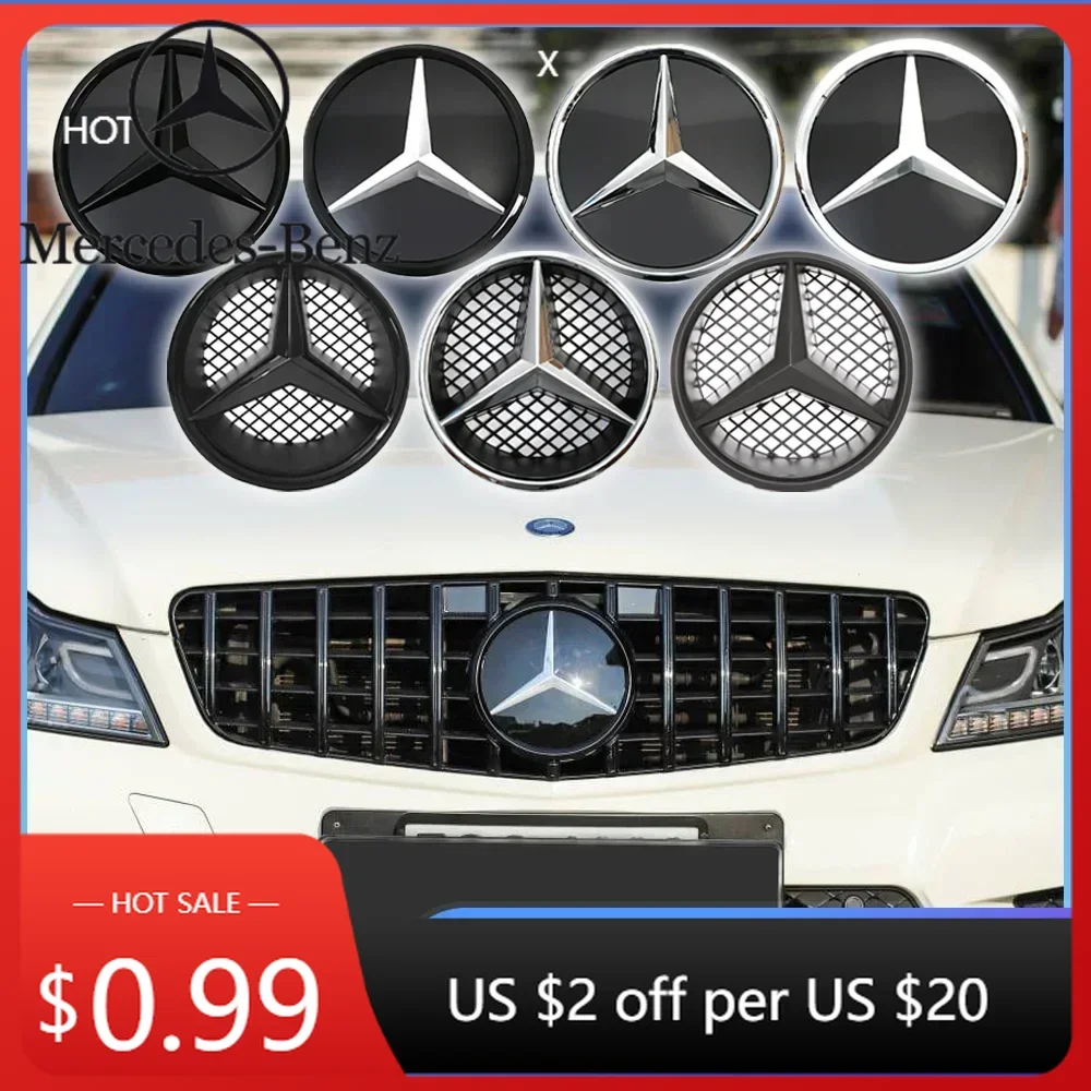 

Горячая автомобильная наклейка, передняя решетка автомобиля, эмблема, звездный значок, 3D зеркало, стиль OE, плоская поверхность для Mercedes Benz W245 W204 X204 B180 B200 B25