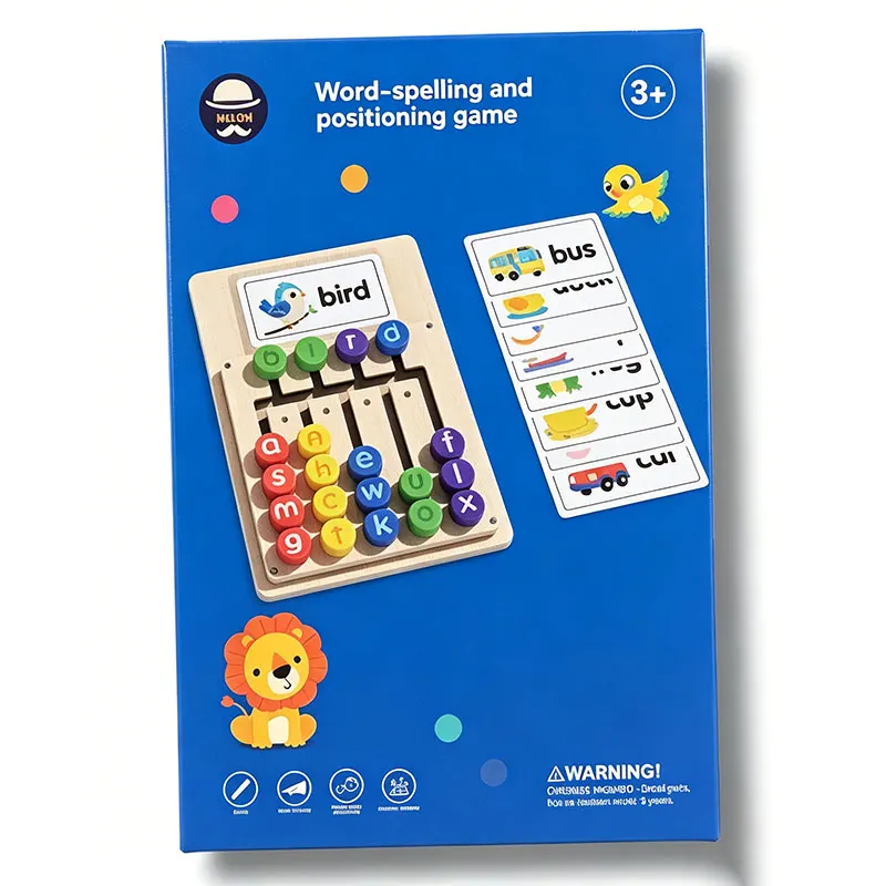 Wooden Word Spelling Movement Game Educational Letter Matching Toy Movable Letter Blocks Word Building Cards Classroom Toys Kids - view 6