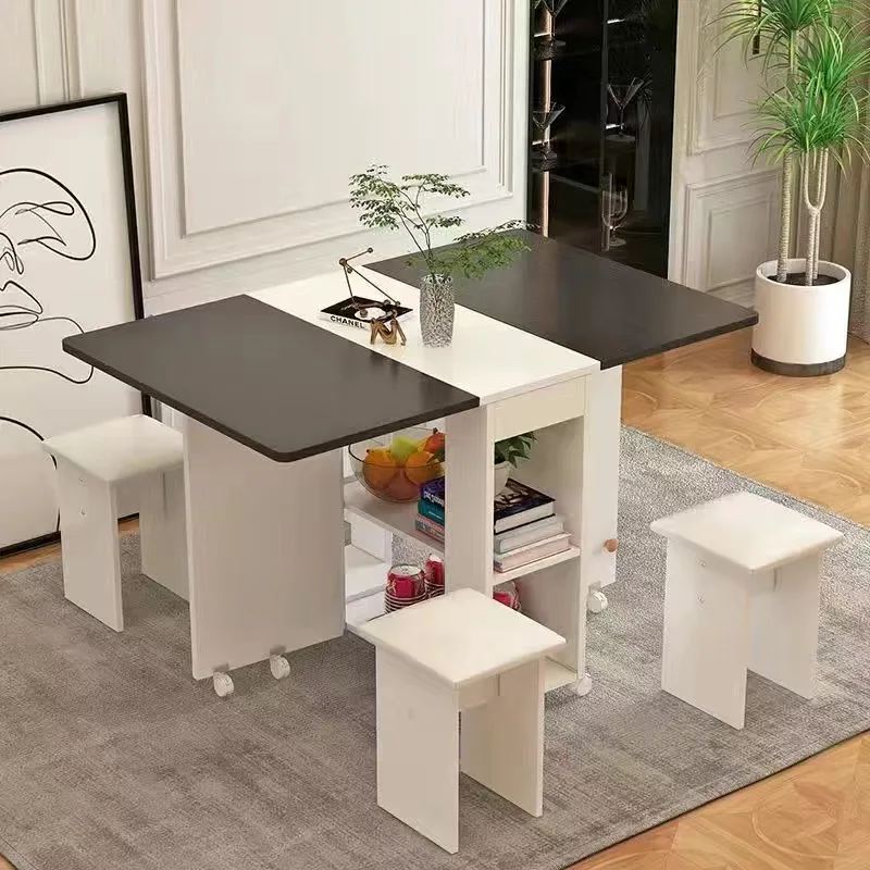 Folding Dining Table Set 4 Chairs Italian Nordic Luxury Dining Table Decorate Simple Mesas Y Sillas De Comedor Kitchen Furniture image 6