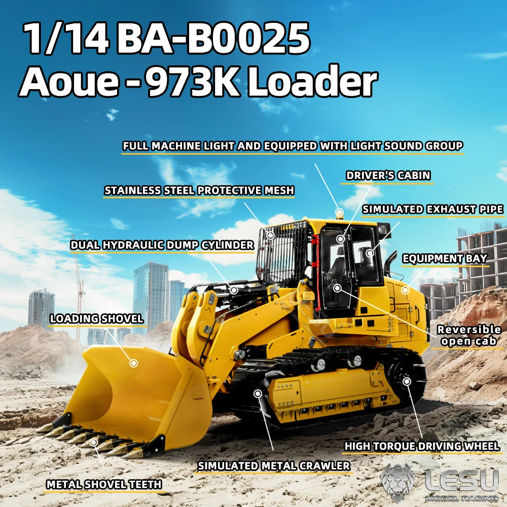 LESU 973K RC cargador hidráulico 1/14 Metal RTR Control remoto coche con orugas pintado modelo ensamblado RC juguete TH23766