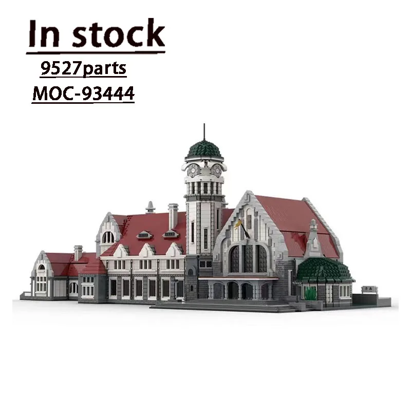 MOC-93444RetroCityStreet ViewJinan Old RailwayStation Assembly Splicing BuildingBlock Model9527Parts Children's BirthdayToy Gift