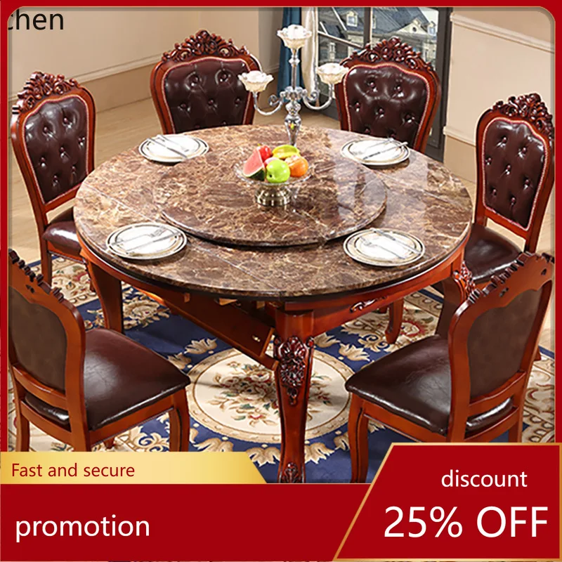 HT Dining Table and Chair Set, Extendable and Foldable, Multifunctional Solid Wood Marble Household Square Table Round Table