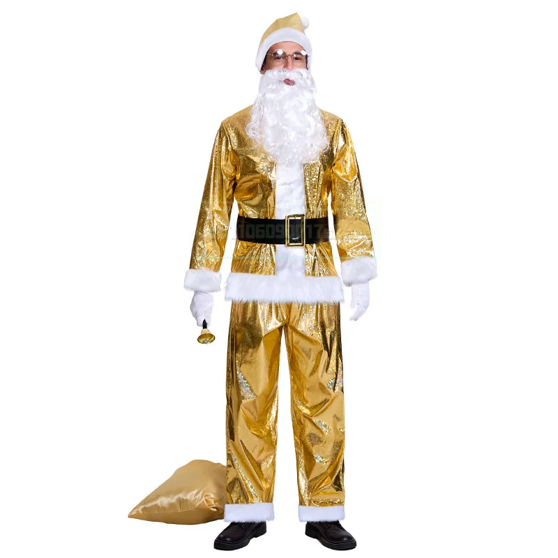 Costume de père noël pour hommes, tenue de noël, ensemble de fête de spectacle pour adultes, 2025